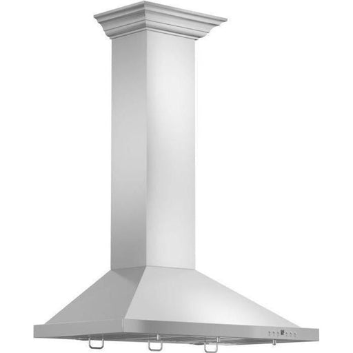 ZLINE 42 in. Convertible Vent Wall Mount Range Hood in Stainless Steel with Crown Molding, KBCRN-42