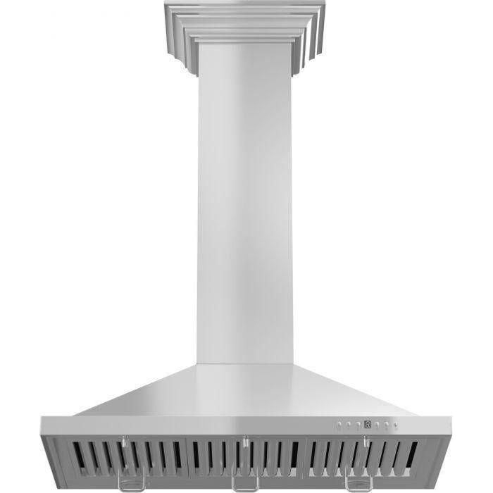 ZLINE 42 in. Convertible Vent Wall Mount Range Hood in Stainless Steel with Crown Molding, KBCRN-42