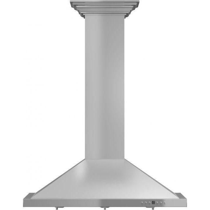 ZLINE 42 in. Convertible Vent Wall Mount Range Hood in Stainless Steel with Crown Molding, KBCRN-42