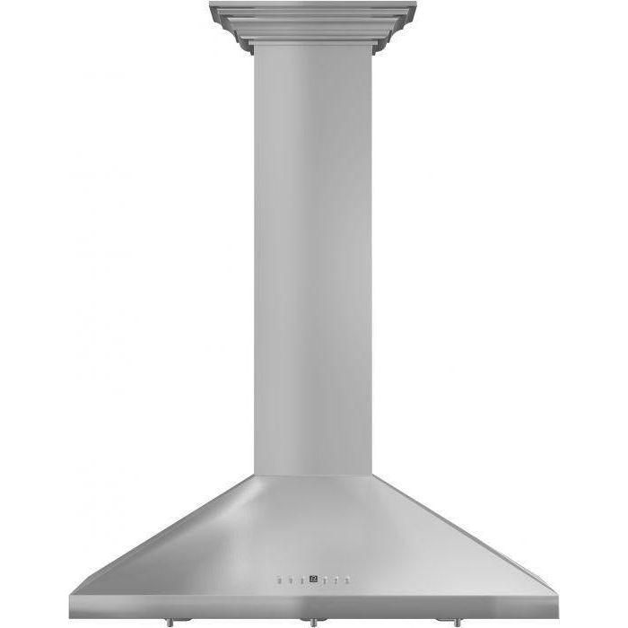 ZLINE 42 in. Convertible Vent Wall Mount Range Hood in Stainless Steel with Crown Molding, KL2CRN-42