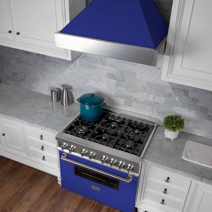 ZLINE 42 in. Ducted DuraSnow Stainless Steel Range Hood with Blue Matte Shell 8654BM-42