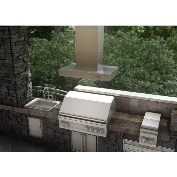 ZLINE 42 In. Ducted Outdoor Island Mount Range Hood In Stainless Steel KECOMi-304-42