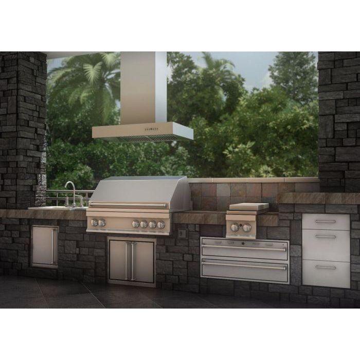 ZLINE 42 In. Ducted Outdoor Island Mount Range Hood In Stainless Steel KECOMi-304-42