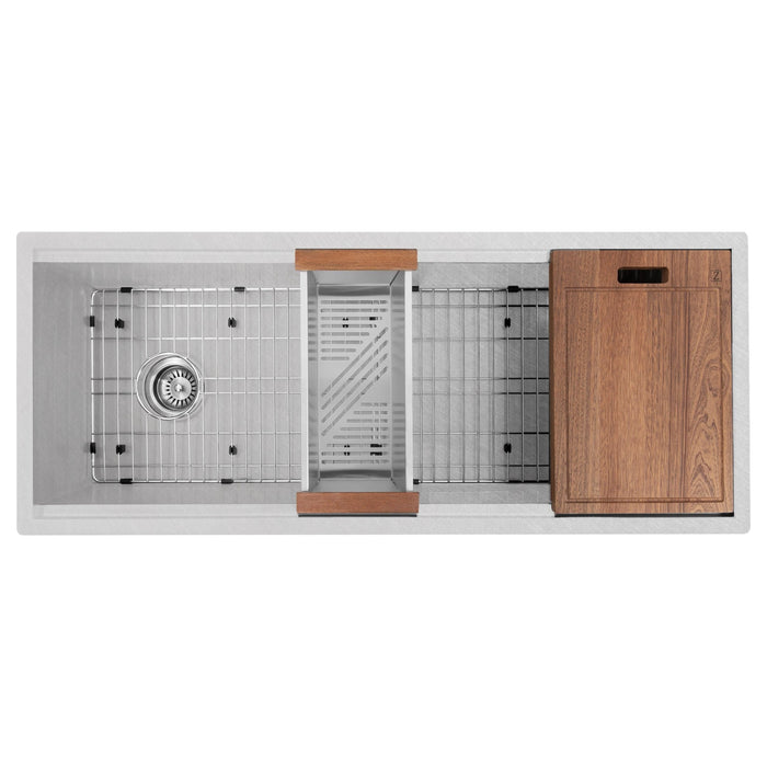 ZLINE 43 in. Garmisch Undermount Single Bowl Stainless Steel Kitchen Sink with Bottom Grid and Accessories SLS-43