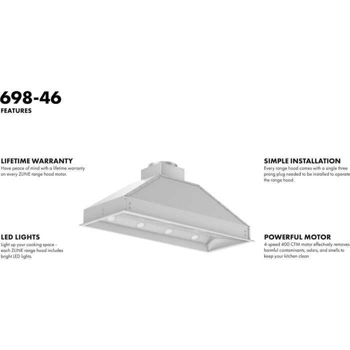 ZLINE 46 in. Width Outdoor Range Hood Insert (18 in. Depth) 698-304-46