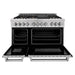 ZLINE Ranges ZLINE 48" 6.0 cu. ft. Gas Burner, Electric Oven with Griddle and Brass Burners in DuraSnow® Stainless Steel, RAS-SN-BR-GR-48