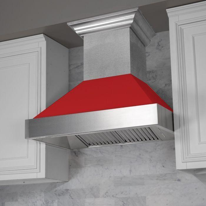 ZLINE 48" Dual Fuel Range with Red Matte Door & 48" Range Hood Appliance Package 2KP-RASRMRH48