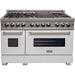 ZLINE 48" Dual Fuel Range with White Matte Gloss Door & 48" Range Hood Appliance Package 2KP-RASWMRH48