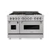 ZLINE 48 In. 6.0 cu. ft. Gas Burner, Electric Oven with Griddle and Brass Burners in DuraSnow® Stainless Steel, RAS-SN-BR-GR-48