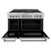 ZLINE 48 In. 6.0 cu. ft. Gas Burner, Electric Oven with Griddle and Brass Burners in DuraSnow® Stainless Steel, RAS-SN-BR-GR-48