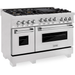 ZLINE 48 In. 6.0 cu. ft. Range with Gas Stove and Gas Oven in DuraSnow® Stainless Steel with Brass Burners, RGS-SN-BR-48