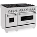 ZLINE Ranges ZLINE 48 In. 6.0 cu. ft. Range with Gas Stove and Gas Oven in DuraSnow® Stainless Steel with Brass Burners, RGS-SN-BR-48