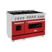ZLINE Ranges ZLINE 48 In. 6.0 cu. ft. Range with Gas Stove and Gas Oven in DuraSnow® Stainless Steel with Red Matte Doors, RGS-RM-48