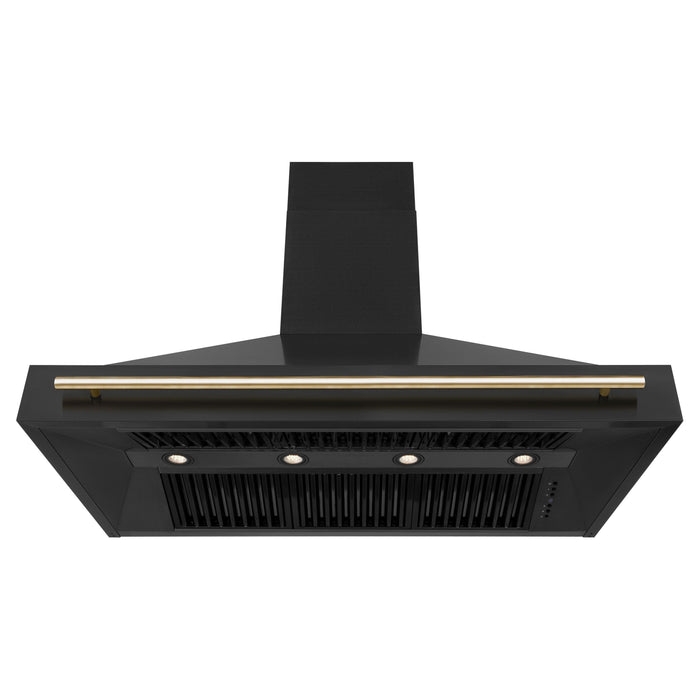 ZLINE 48 in. Autograph Edition Black Stainless Steel Range Hood with Gold Handle, BS655Z-48-G