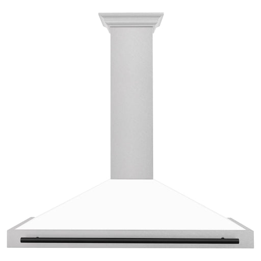 ZLINE 48 In Autograph Edition DuraSnow® Stainless Steel Range Hood with White Matte Shell and Matte Black Handle, KB4SNZ-WM48-MB