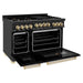 ZLINE Ranges ZLINE 48 in. Autograph Edition Gas Range in Black Stainless Steel with Gold Accents, RGBZ-48-G