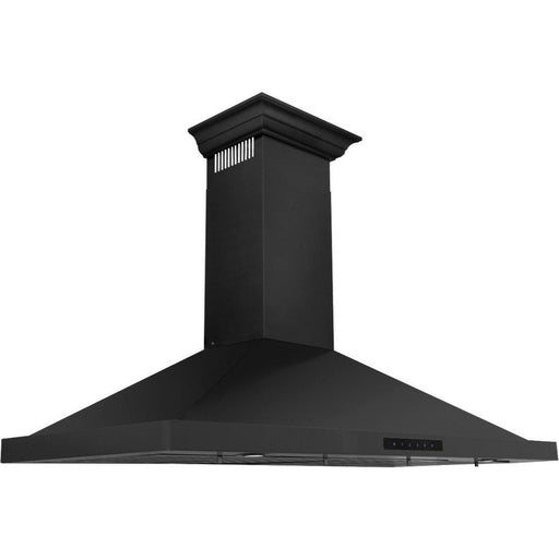 ZLINE 48 in. Convertible Vent Wall Mount Range Hood In Black Stainless Steel with Crown Molding BSKBNCRN-48