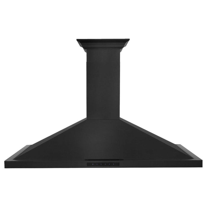 ZLINE 48 in. Convertible Vent Wall Mount Range Hood In Black Stainless Steel with Crown Molding BSKBNCRN-48