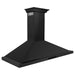 ZLINE 48 in. Convertible Vent Wall Mount Range Hood In Black Stainless Steel with Crown Molding BSKBNCRN-48