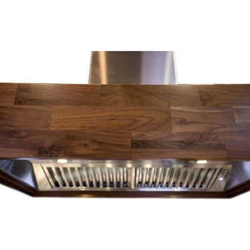 ZLINE 48 In. Designer Series Ducted Wooden Island Mount Range Hood In Butcher Block 681iW-48