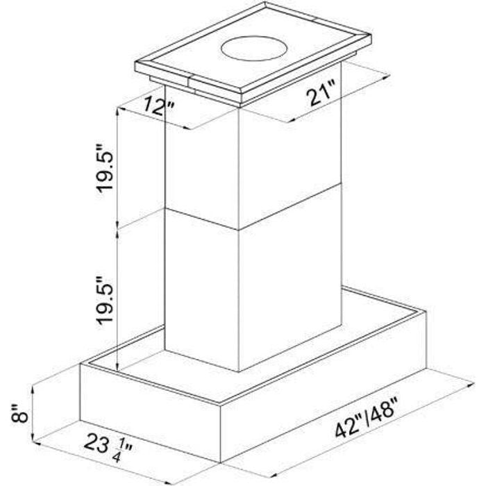 ZLINE 48 In. Designer Series Ducted Wooden Island Mount Range Hood In Butcher Block 681iW-48