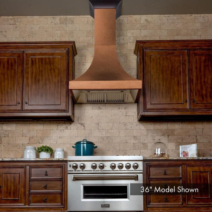 ZLINE 48 in. Designer Series Hand-Hammered Copper Finish Wall Range Hood 8632H-48