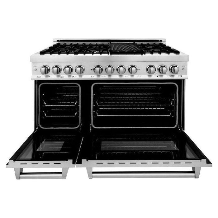 ZLINE 48 In. Dual Fuel Range, 700CFM Range Hood and 3 Rack Dishwasher Appliance Package 3KP-RARHC48-DWV