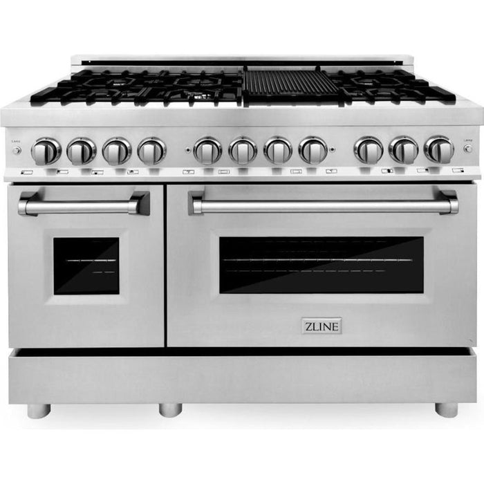 ZLINE 48 In. Dual Fuel Range, 700CFM Range Hood and 3 Rack Dishwasher Appliance Package 3KP-RARHC48-DWV