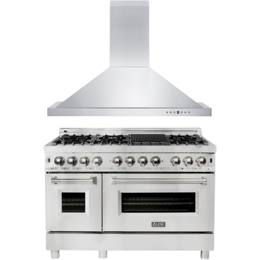 ZLINE 48 in. Dual Fuel Range and 48 in. Range Hood Appliance Package