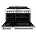 ZLINE 48 in. Dual Fuel Range and 48 in. Range Hood In DuraSnow Appliance Package 2KP-RASSNRH48