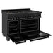 ZLINE 48 In. Dual Fuel Range In Black Stainless Steel & 48" Range Hood Appliance Package 2KP-RABRH48