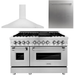 ZLINE 48 in. Dual Fuel Range, Range Hood and Dishwasher Appliance Package 3KP-RARH48-DW