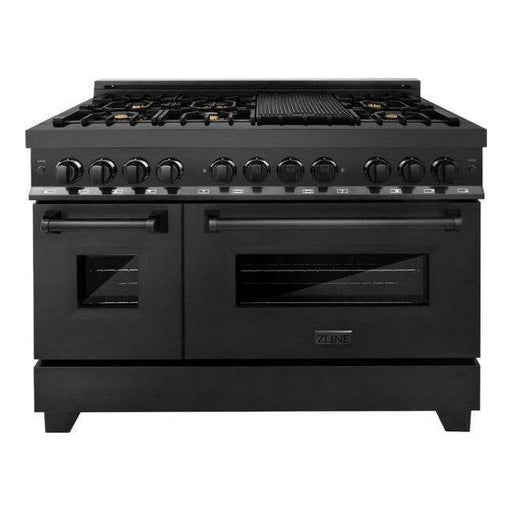 ZLINE Kitchen Appliance Packages ZLINE 48 in. Dual Fuel Range, Range Hood and Microwave Appliance Package In Black Stainless Steel 3KP-RABRH48-MW