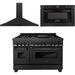 ZLINE 48 in. Dual Fuel Range, Range Hood and Microwave Appliance Package In Black Stainless Steel 3KP-RABRH48-MW