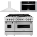 ZLINE 48 in. Dual Fuel Range, Range Hood and Microwave Drawer Appliance Package 3KP-RARH48-MW