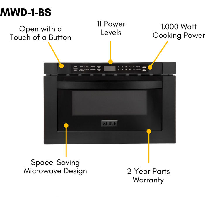 ZLINE 48 in. Dual Fuel Range, Range Hood, Microwave and Dishwasher Appliance Package 4KP-RABRH48-MWDW