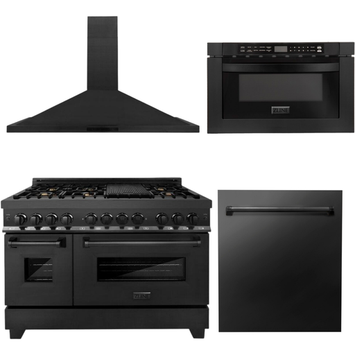 ZLINE 48 in. Dual Fuel Range, Range Hood, Microwave and Dishwasher Appliance Package 4KP-RABRH48-MWDW