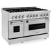 ZLINE 48 In. Dual Fuel Range, Range Hood, Microwave Drawer and 3 Rack Dishwasher Appliance Package 4KP-RARH48-MWDWV