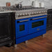 ZLINE 48 in. Dual Fuel Range with Blue Matte Door & 48 in. Range Hood Appliance Package 2KP-RASBMRH48