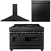 ZLINE Kitchen Appliance Packages ZLINE 48 in. Dual Fuel Range with Brass Burners, Range Hood and Dishwasher Appliance Package In Black Stainless Steel 3KP-RABRH48-DW