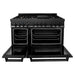 ZLINE 48 in. Dual Fuel Range with Brass Burners, Range Hood and Dishwasher Appliance Package In Black Stainless Steel 3KP-RABRH48-DW