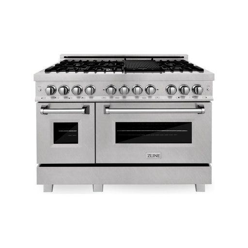 ZLINE Kitchen Appliance Packages ZLINE 48 in. Dual Fuel Range with DuraSnow Door and 48 in. Range Hood Appliance Package 2KP-RASNRH48