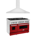 ZLINE 48 in. Dual Fuel Range with Red Gloss Door and 48 in. Range Hood Appliance Package 2KP-RARGRH48