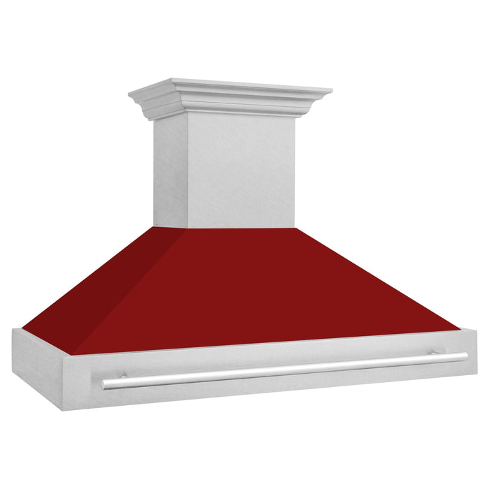 ZLINE 48 In. DuraSnow® Stainless Steel Range Hood with Red Gloss Shell, 8654SNX-RG-48