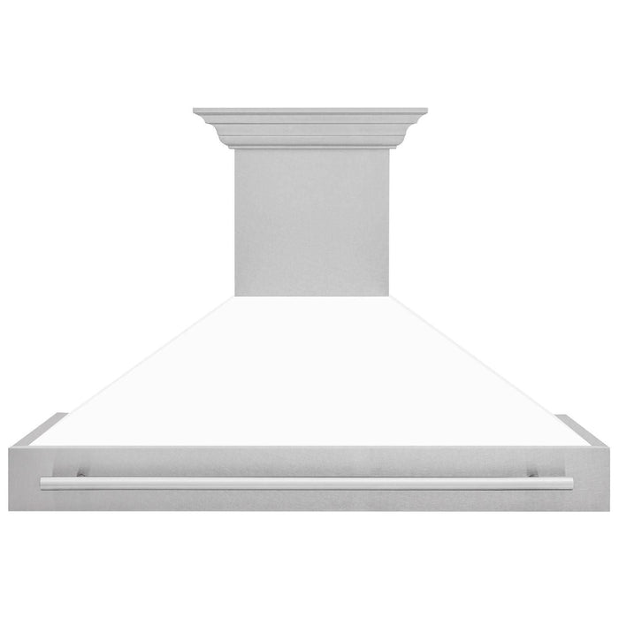 ZLINE 48 In. DuraSnow® Stainless Steel Range Hood with White Matte Shell, 8654SNX-WM-48