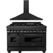 ZLINE 48 in. Gas Range and 48 in. Wall Mount Range Hood Appliance Package 2KP-RGBRH48