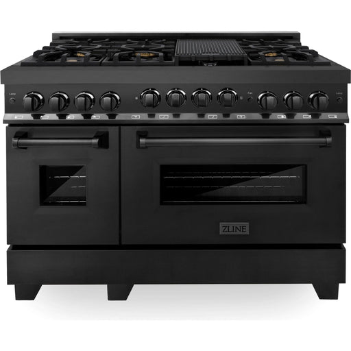 ZLINE Kitchen Appliance Packages ZLINE 48 in. Gas Range, Range Hood and Microwave Oven in Black Appliance Package 3KP-RGBRH48-MO