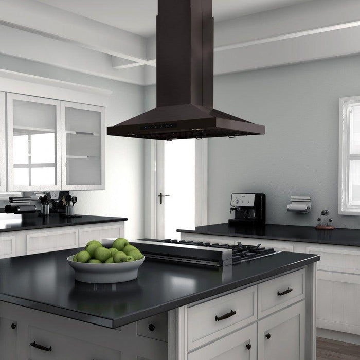 ZLINE 48 in. Island Mount Range Hood In Black Stainless Steel BSGL2iN-48