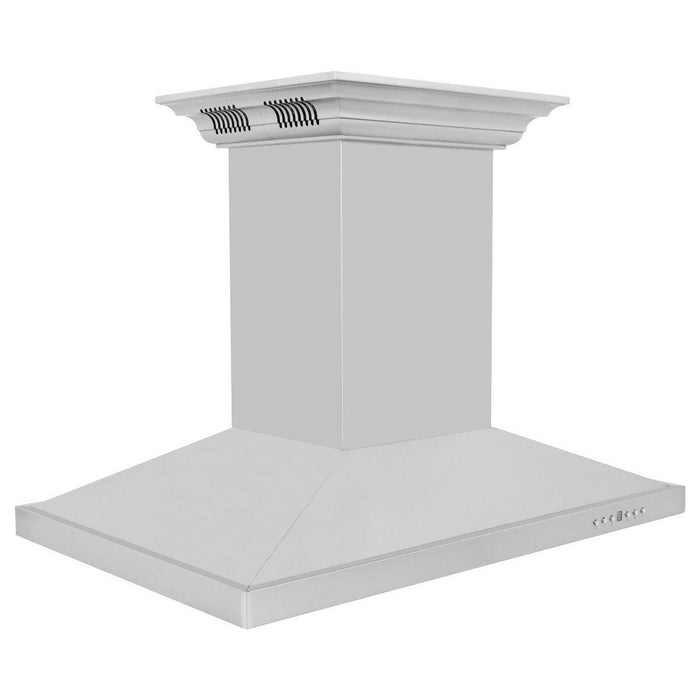 ZLINE 48 in. Island Mount Range Hood In Stainless Steel with Built-in CrownSound Bluetooth Speakers GL2iCRN-BT-48