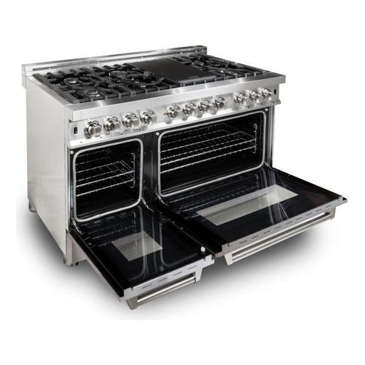 ZLINE 48 in. Professional Dual Fuel Range with Gas Burner and 6.0 cu.ft. Electric Oven In DuraSnow Finish RA-SN-48